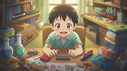 夢中になる男子小学生の画像