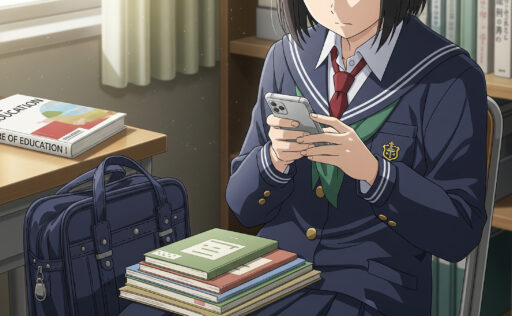 スマホを弄る女子中学生
