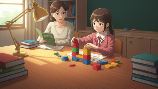 中学受験、女子小学生と母親の画像