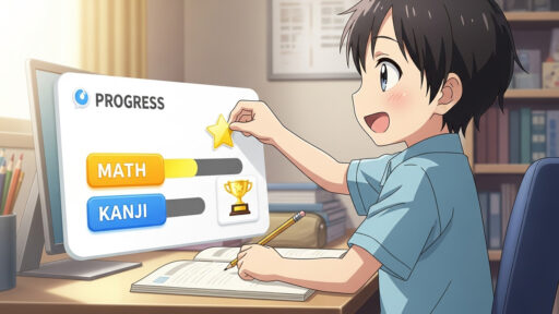 ゲーミフィケーションを実践する男子小学生の画像