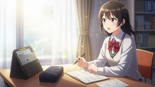 総合型選抜対策をする女子高生の画像