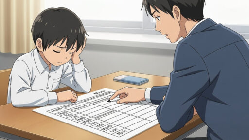 計画通りに勉強できない男子小学生の画像